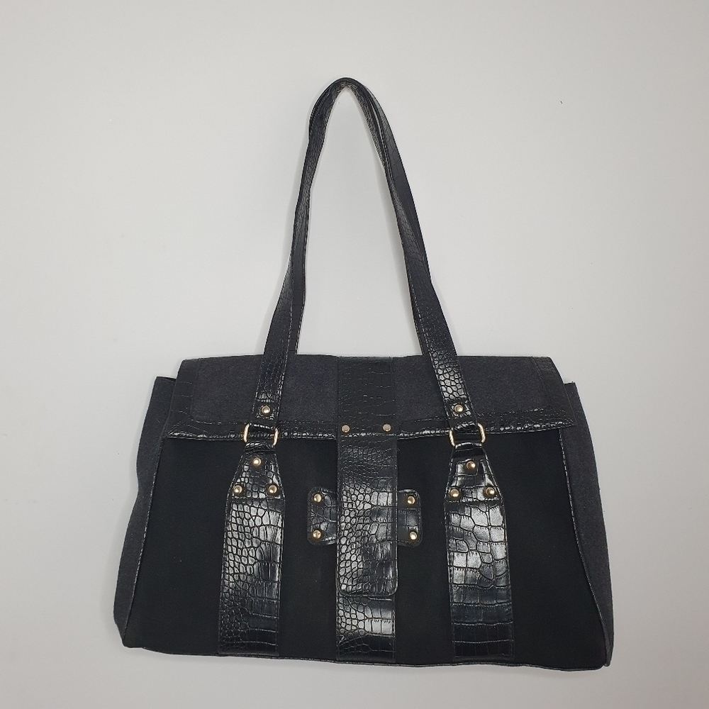 Elizabeth Arden Wool Grey & Black Tote Bag